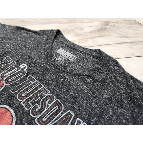 vtg Mens Marvel Deadpool Taco Tuesday Shirt Graphic Tee Gray Soft T-Shirt size M - Picture 2 of 4